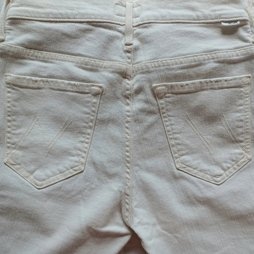 Mother Jeans The Insider Crop Step Fray in White with Black Stripes - Picture 7 of 16